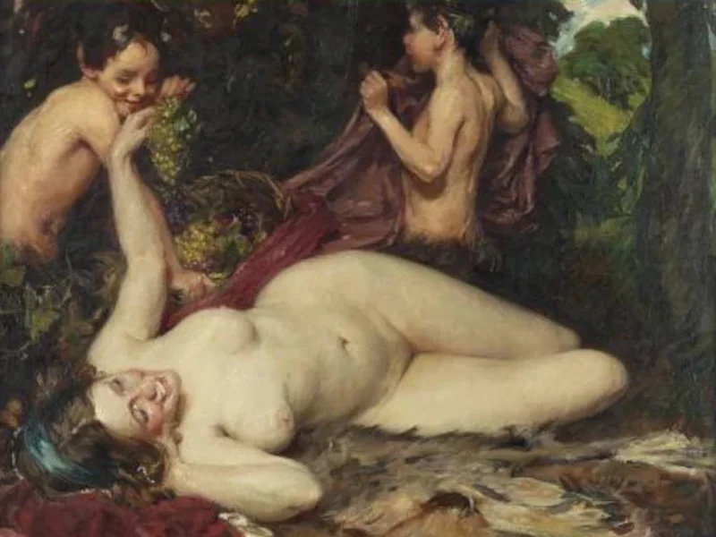 1865-Isobel Lilian Gloag - Una baccante e dei fauni